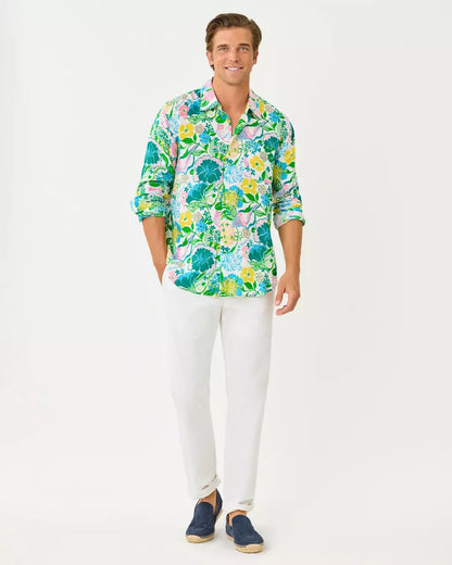 Lilly Pulitzer - Men's Stuff Addison Button Down Linen Shirt - Multi