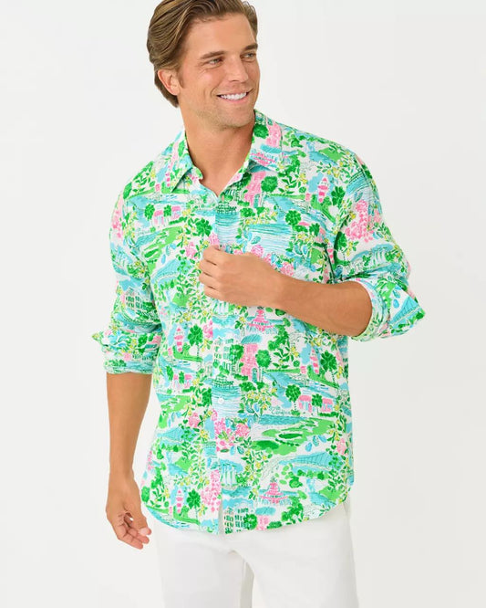 Lilly Pulitzer - Men's Stuff Addison Button Down Linen Shirt - Multi