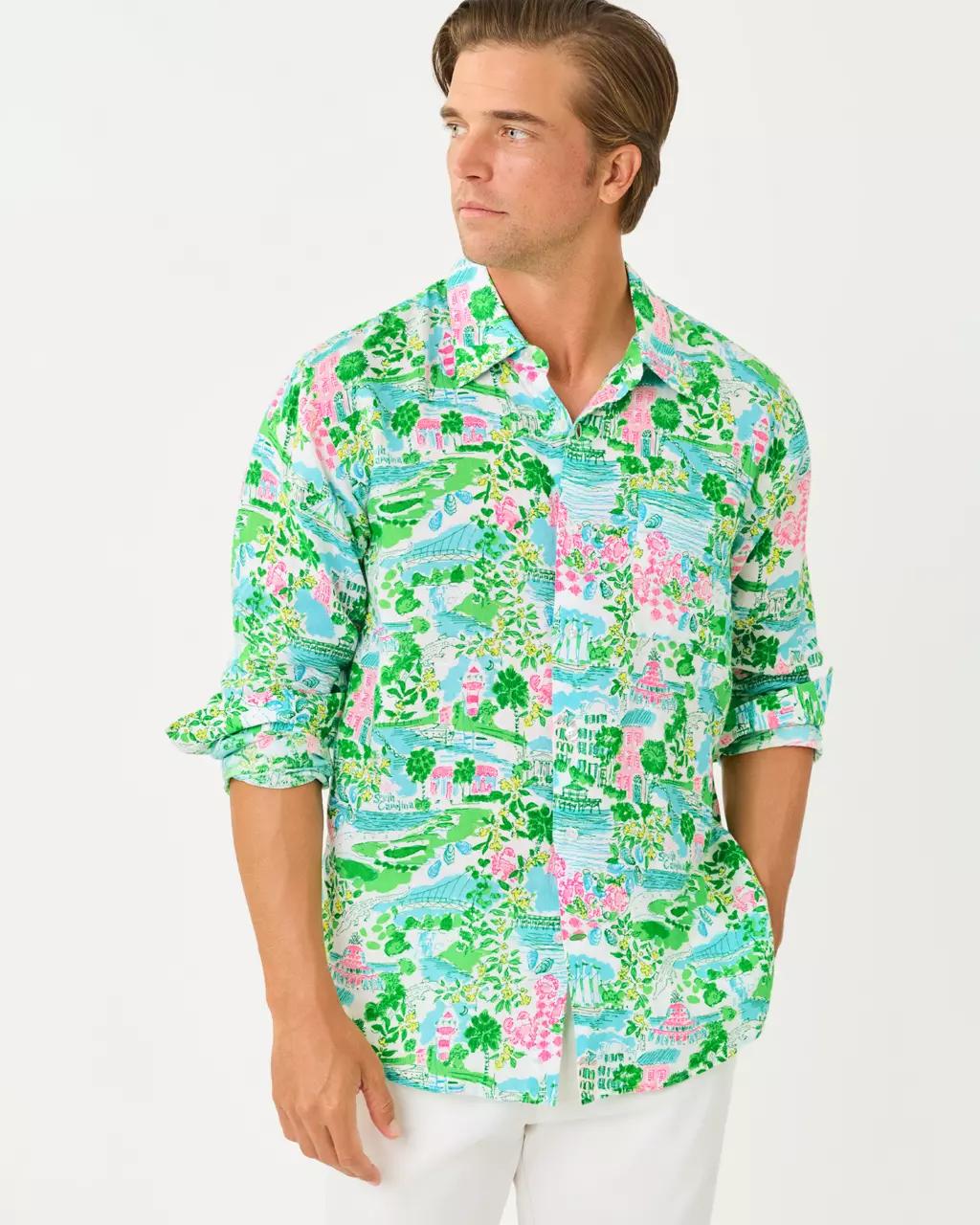 Lilly Pulitzer - Men's Stuff Addison Button Down Linen Shirt - Multi