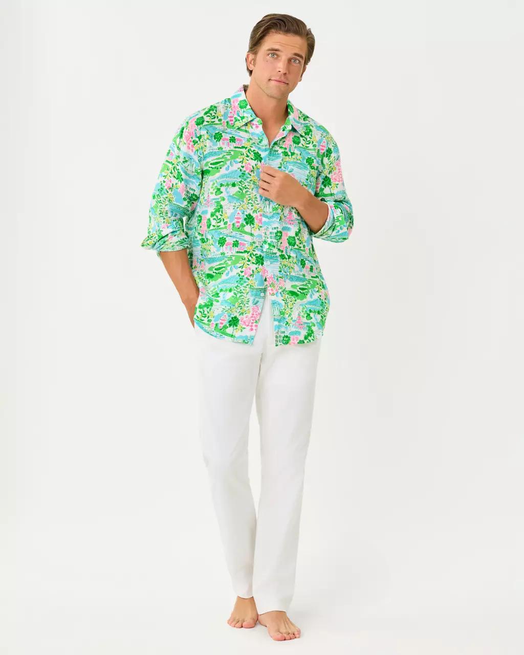 Lilly Pulitzer - Men's Stuff Addison Button Down Linen Shirt - Multi